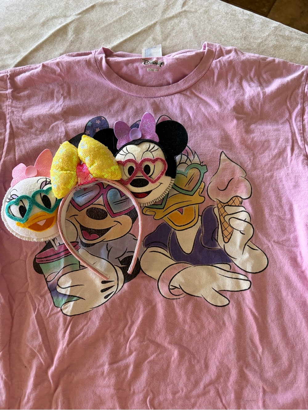BUNDLE Disney Pink, Daisy & Minnie Graphic Tee with Minnie Ear Headband